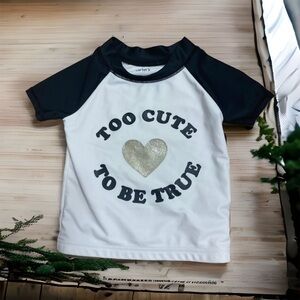 Too Cute to Be True Carter’s Rash Guard Swim Top Sun Shirt 3T Black Gold